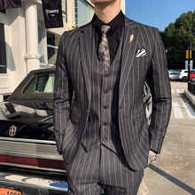 Striped suit three-piece man wedding groom Korean version