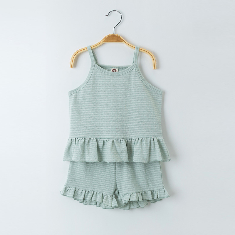 2020 여름 어린이 순면 잠옷 여아 패션 슬링 홈 옷 세트 여자 잠옷 홈 옷