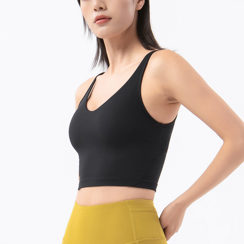 2022 nuevo desnudo empuja hacia arriba a prueba de golpes chaleco deportivo mujeres con cuello en V belleza espalda Fitness correr yoga chaleco sujetador