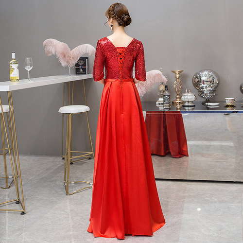 Evening Dresses cocktail party banquet dress vestido de banquete de cóctel Niang Hong wedding dress long sleeve performance dress chorus party dress