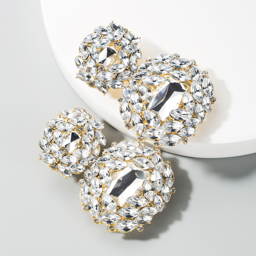 Fashion Alloy Geometric Glass Diamond Earrings Women Wholesale display picture 8