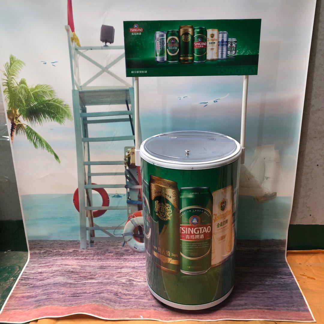 促销台式冰桶桌加厚塑料保温移动冰桶户外广告促销冰桶饮料促销台