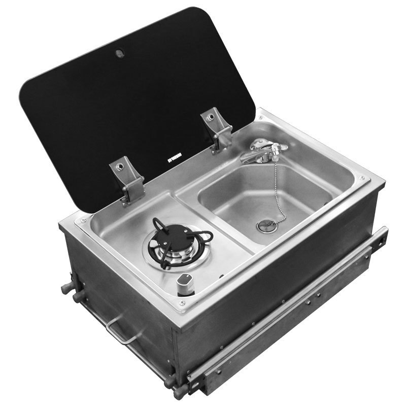 RV pull-out sink portable pull-out kitchen 304 stainless steel with pulse ignition gas stove with drawer RV pull-out sink portable pull-out kitchen 304 stainless steel with pulse ignition gas stove with drawer
