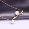 Classic organic necklace from pearl, chain for key bag , city style, 9 carat white gold, simple and elegant design, wholesale