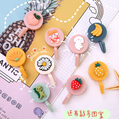 ins lovely Cartoon Hooks originality circular Hooks Home Furnishing After the door Coat hook No trace Sticking hook