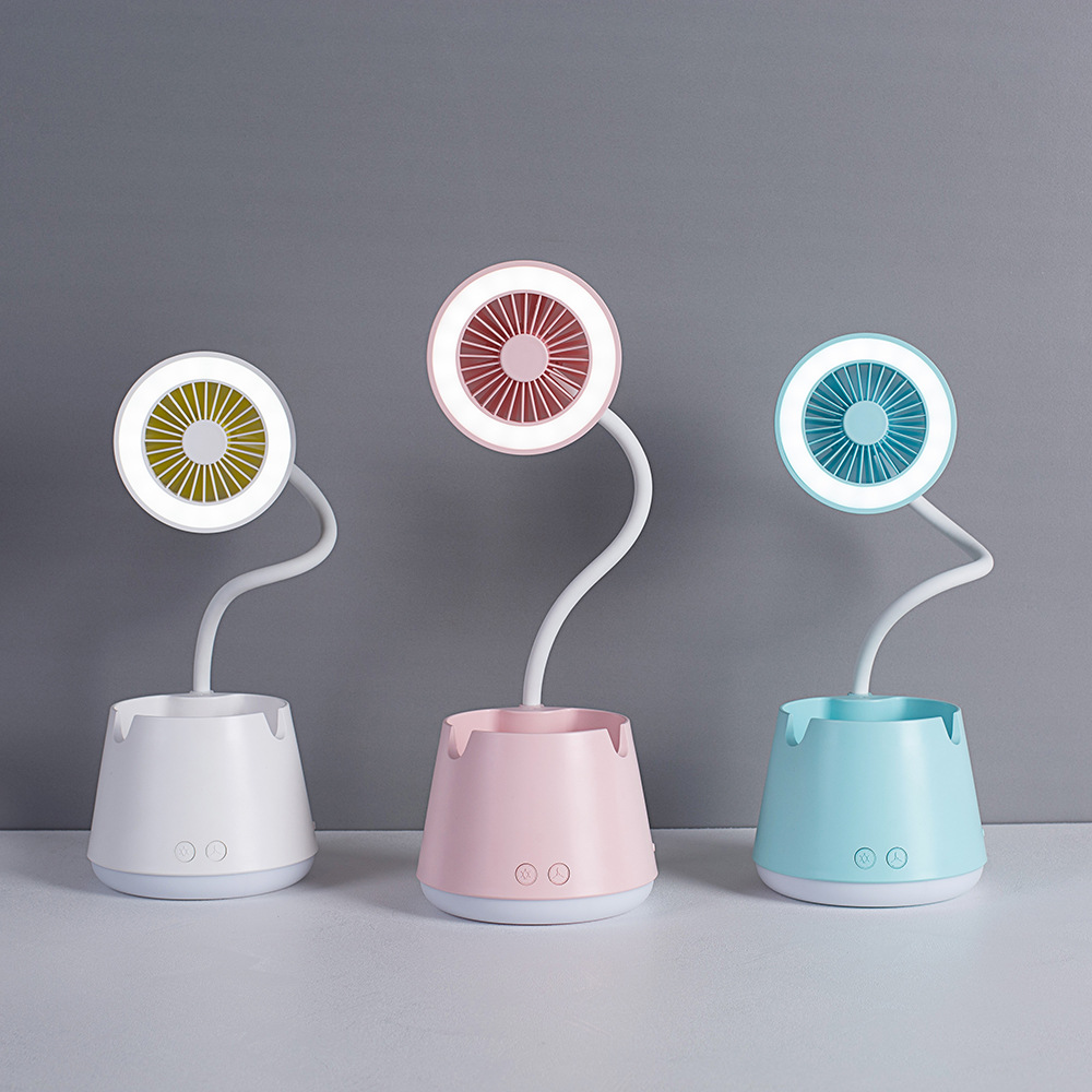 新品上市 智能USB充電台燈 多功能兒童護眼台燈風扇帶筆筒