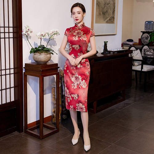 Chinese Dresses Qipao for women robe chinoise cheongsam Cheongsam short sleeve long Shanghai cheongsam dress