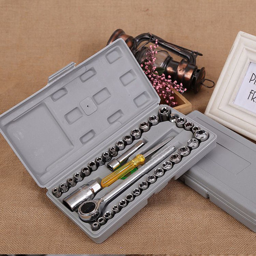 40-piece combination tool set, car tool box, socket combination wrench, car emergency repair tool