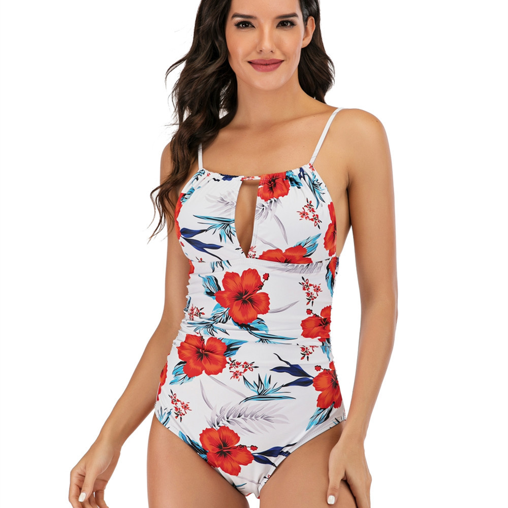 printing deep V sling one-piece bikini  NSHL10647