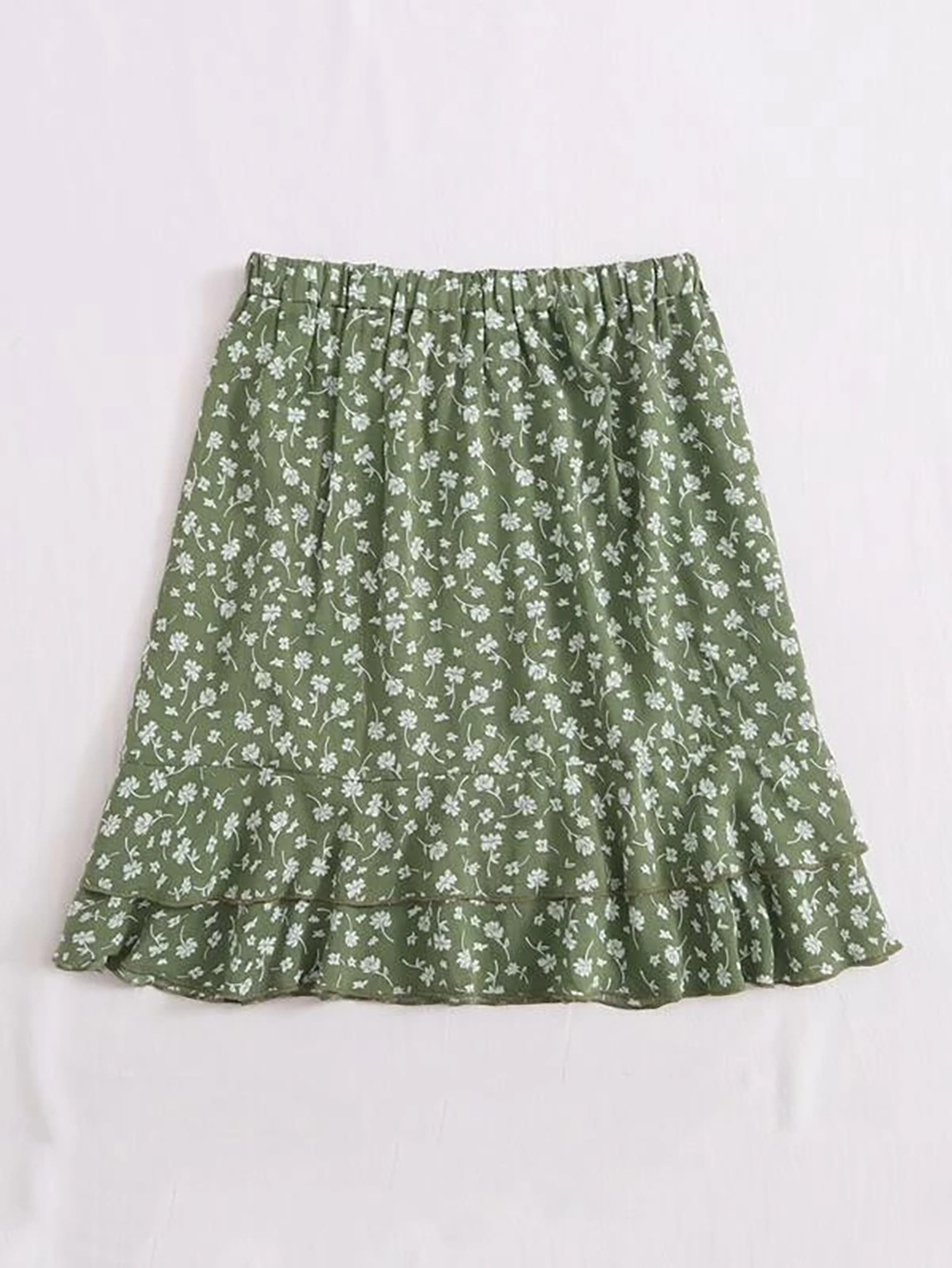 summer new women's floral short skirt small daisy wood ear print wrinkle skirt NSDF1540