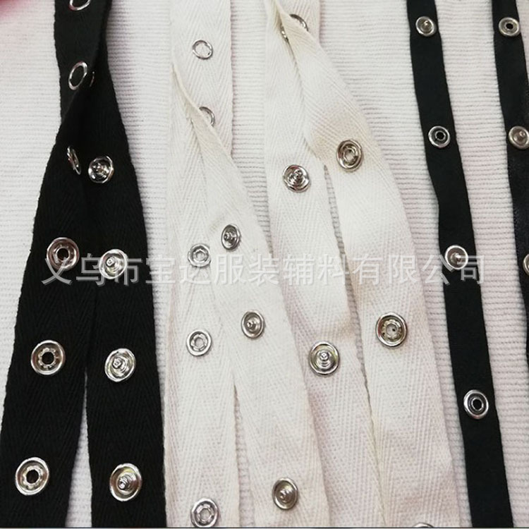 暗扣带人字全棉织带金属钉五爪扣带纽扣带 DIY辅料子母啪扣布带