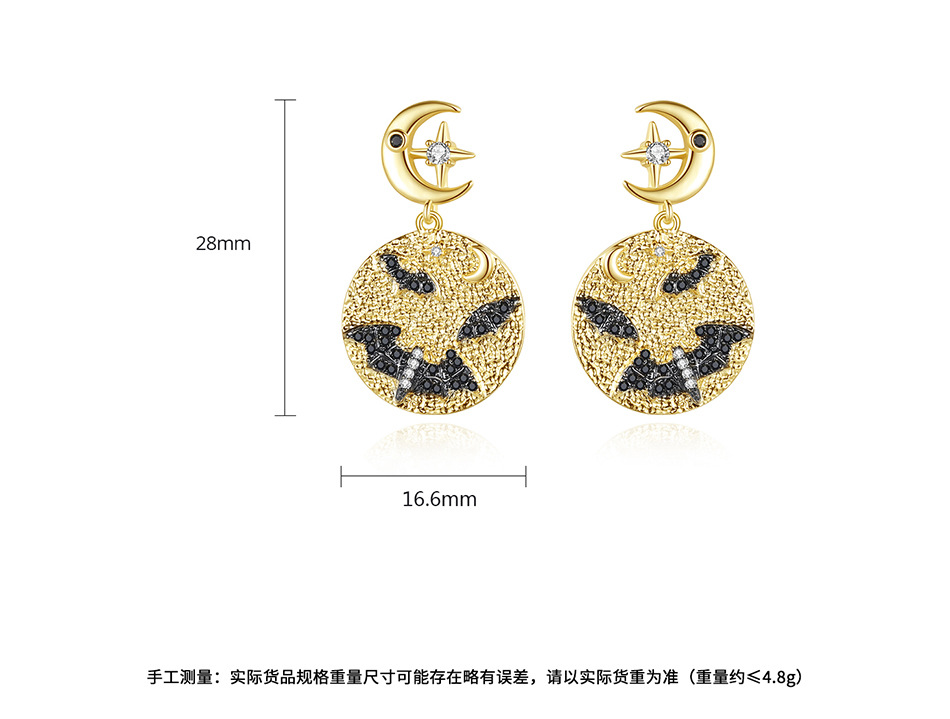 Fashion Copper Inlaid Zircon Moon Earrings display picture 2