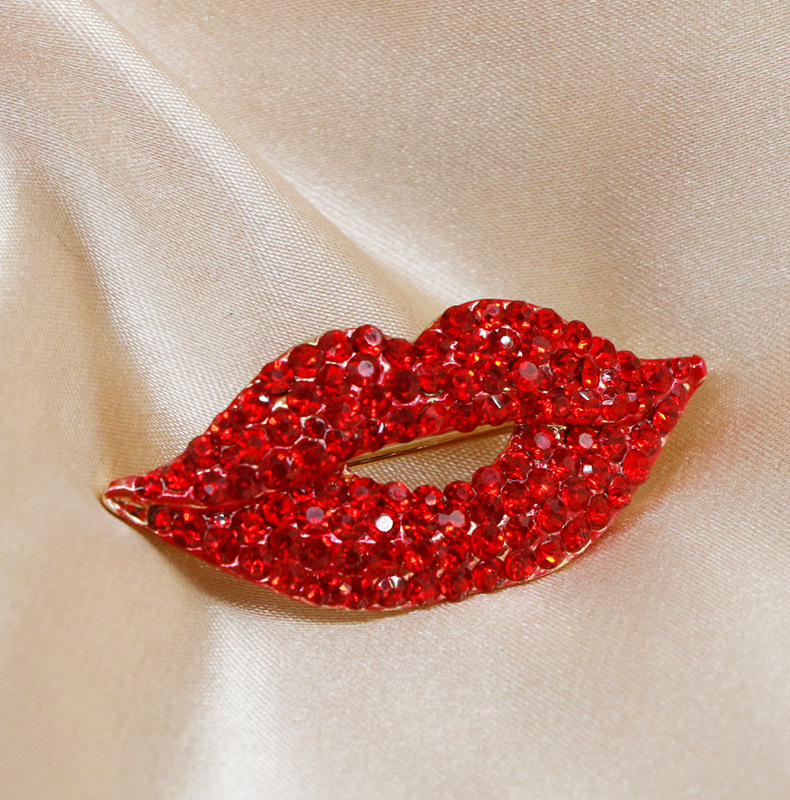 Brooches Classification Fashion Pin Lips Alloy Enamel Gold Plated Rhinestones Unisex Brooches