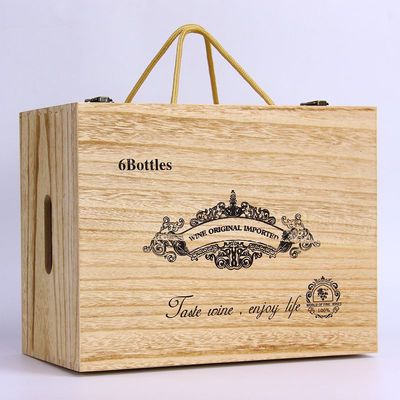 木質紅酒盒實木六支裝紅酒禮盒通用六只包裝盒曹縣廠家現貨可定制