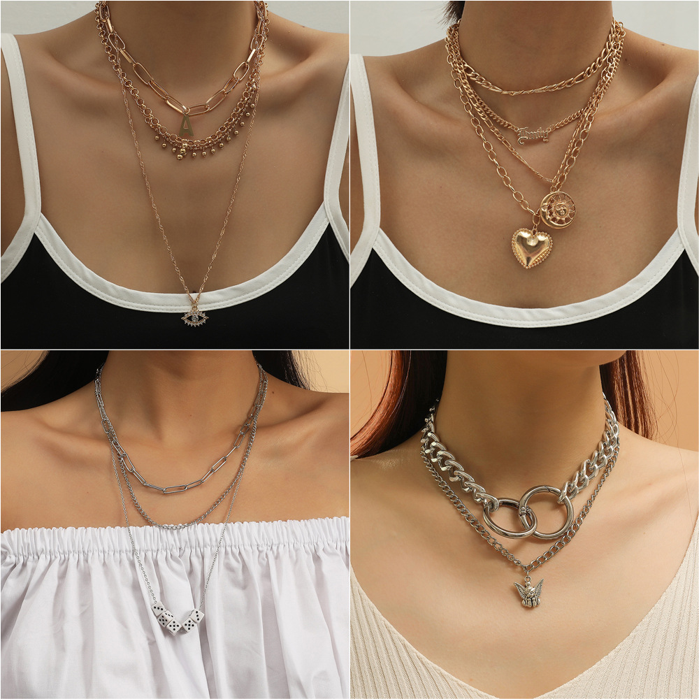 Multi-layer Creative Retro Simple Alloy Hip Hop Necklace display picture 3