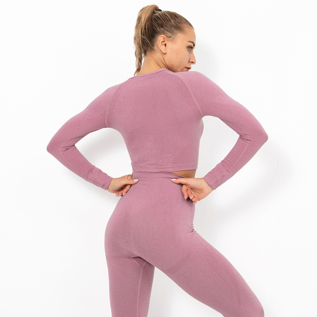 seamless knitted sexy solid color long-sleeved tops  NSLX20214