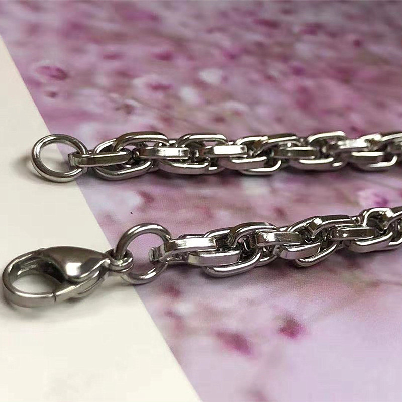 Personalised Twisted Rope Chain Necklace For Men Titanium Steel_voghion.com