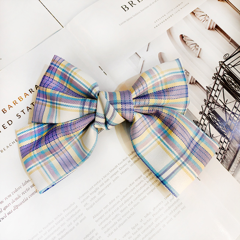 Korean Version Of The College Style High-end Plaid Fabric Hairpin Wild Cute Soft Sister Bow Hairpin Jk Uniform Accessories Female display picture 1
