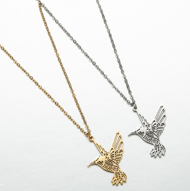 201 Stainless Steel 18K Gold Plated Casual Simple Style Plating Hollow Out Bird Pendant Necklace display picture 2