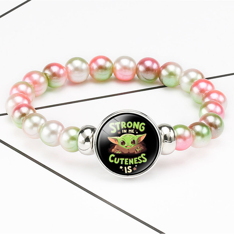 European and American New Style Bracelet Star Wars Mandalorian Yoda Baby Crystal Bracelet Beaded Elastic Children's Bracelet