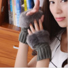 Demi-season keep warm gloves, velvet knitted set, Korean style, fingerless, increased thickness, wholesale