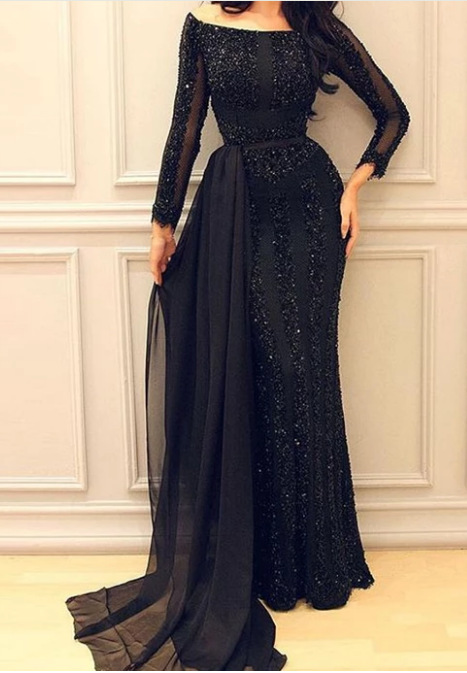 2020 cross border European and American foreign trade new women's independent station sexy hot stamping long sleeve Cape slim fitting evening dress