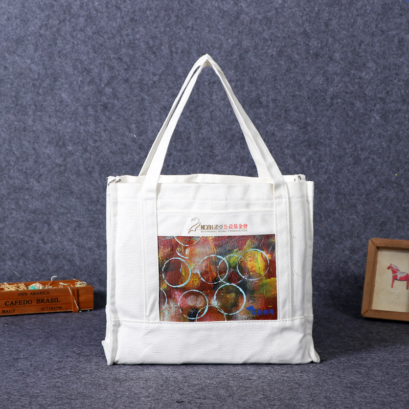 大容量热转印学生单肩手提袋做彩印logo服装购物帆布袋