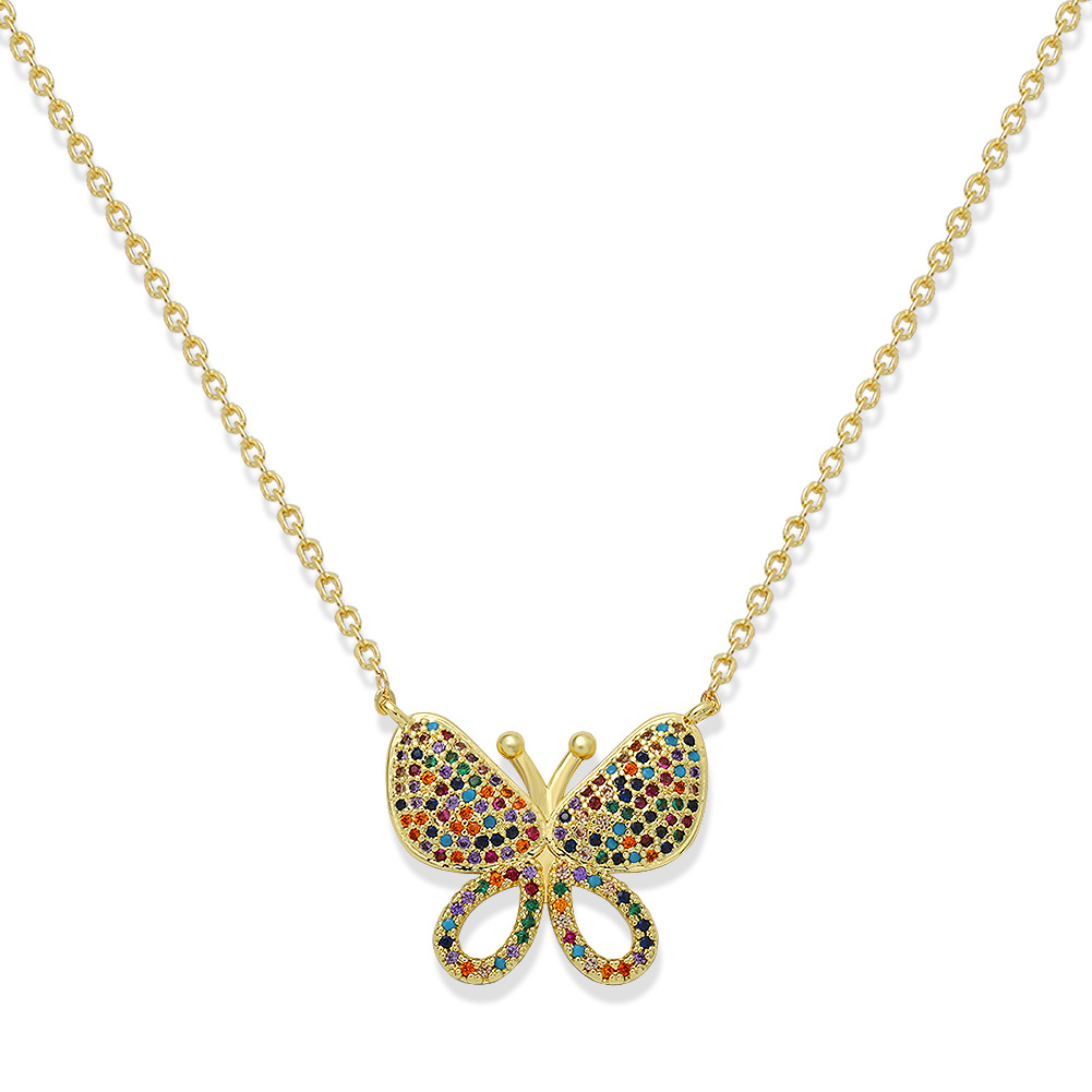 Korean Fashion  Copper Inlaid Zirconium Butterfly Simple Creative Fashion Full Diamond Luxury Copper Necklace Wholesale display picture 58
