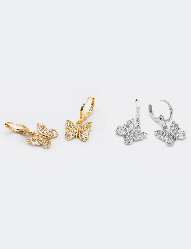 Wholesale Fashion Gold-plated Zircon Butterfly Earrings display picture 2