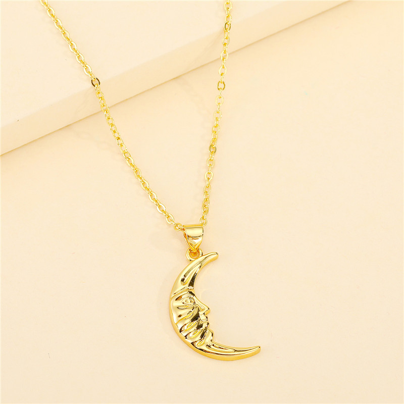 Minimalismo Coreano Linda Personalidad Sonrisa Diamante Luna Collar Hueco Media Luna Cupido Colgante Clavícula Cadena Femenina display picture 3