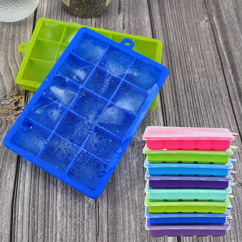 硅胶15方格冰格制冰盒 方形硅胶冰格 辅食保鲜盒 硅胶烘焙模具|ru