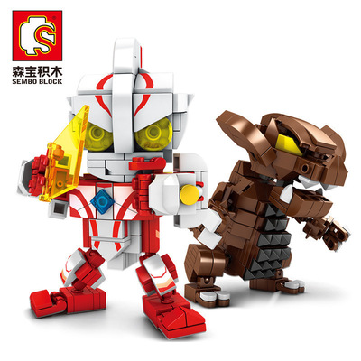 森宝奥特曼怪兽机器人公仔男孩diy拼插积木108515-108518儿童玩具|ms