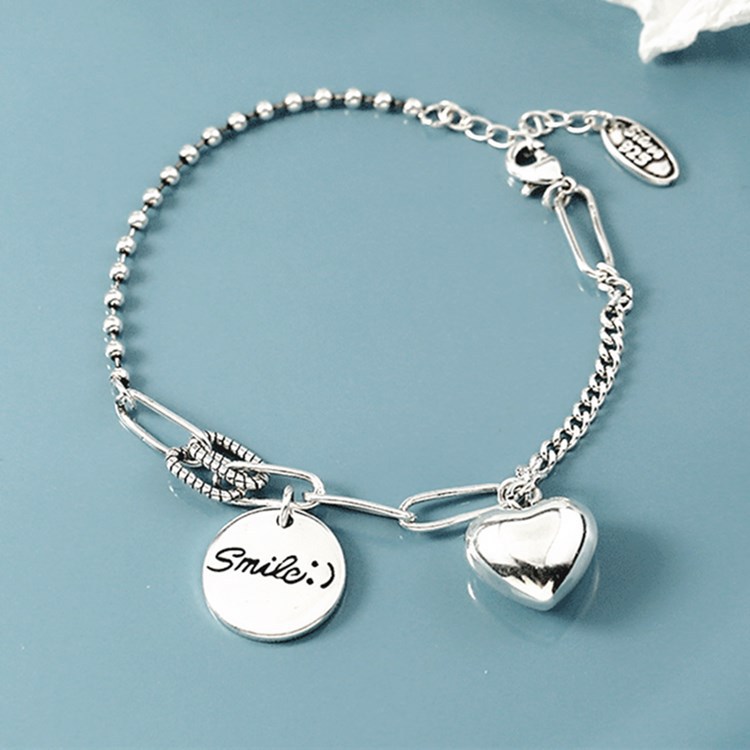 Geometric small design retro bracelet heart shaped