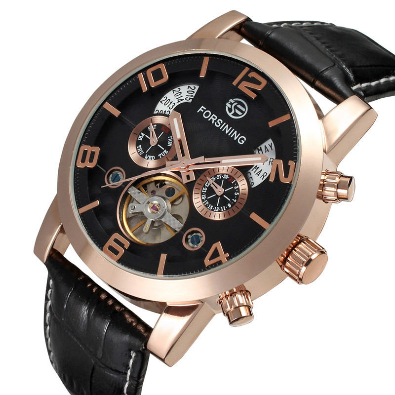 Forsining Fusini hombres de negocios reloj mecánico automático calendario multifuncional cinturón reloj mecánico 165