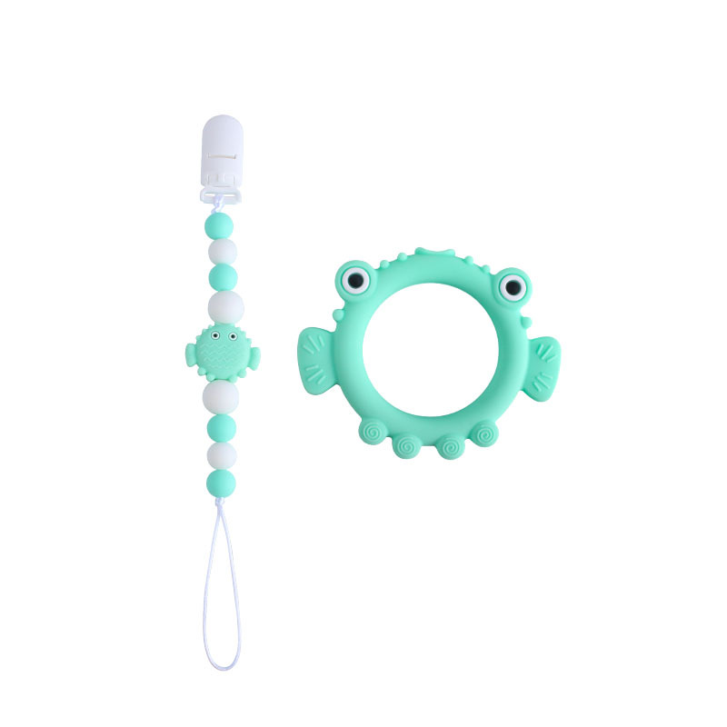 Nuevo pico chupete clip burbuja pescado cabeza grande silicona mordedor bebé silicona molar juguete mordedor chupete cadena