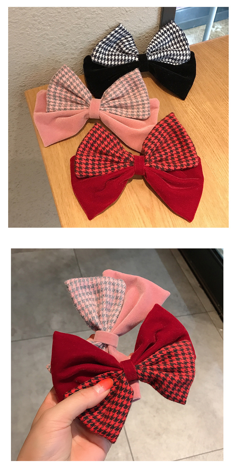 Simple Velvet Plaid Big Bow Hairpin display picture 5