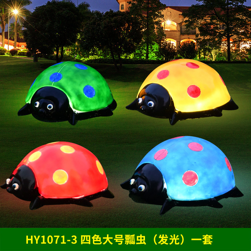 Al Aire Libre flor jardín paisaje simulación mariquita de siete estrellas escultura luminosa Villa patio césped decoración escarabajo adornos