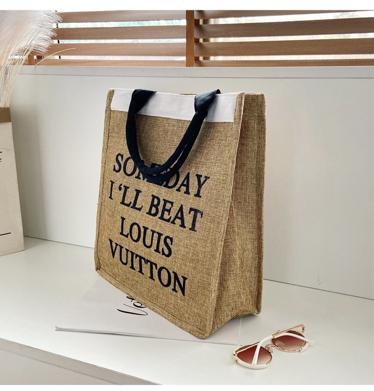 The 2020 autumn new handbag women's large-capacity Korean style lettered linen bag is a trend of large shopping bags for autumn and winter undefined