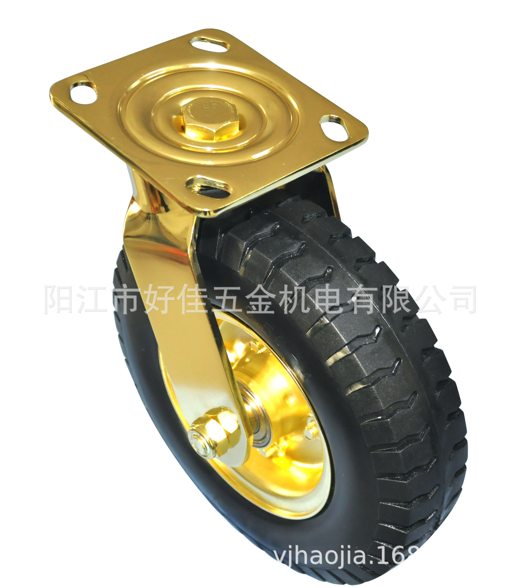 源头工厂直供2.50-4防扎免冲气仿金酒店行李车聚氨酯PU万向脚轮