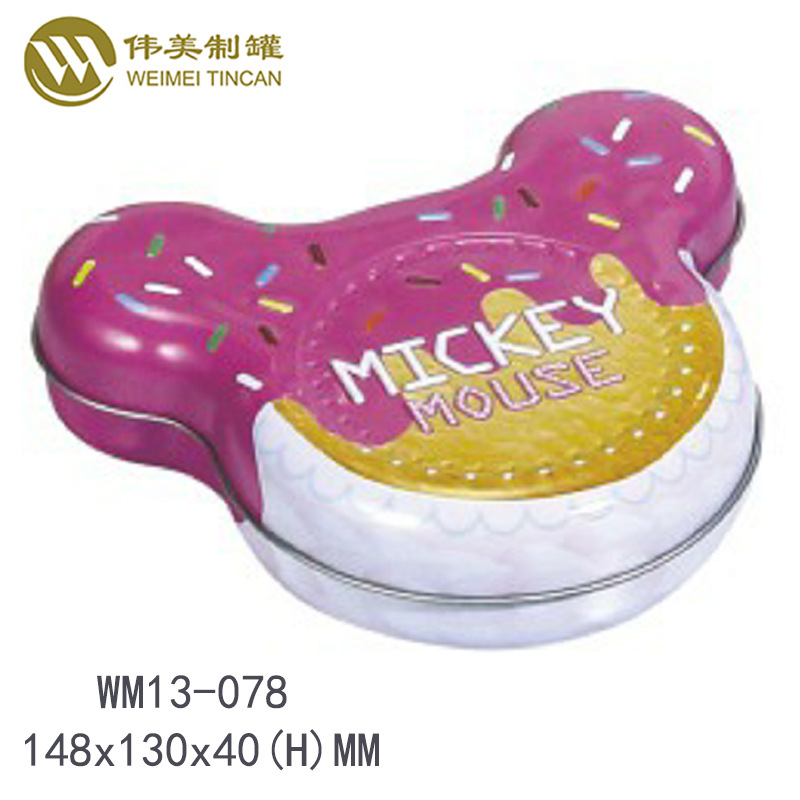 马口铁米奇形状糖果铁盒 异形礼品铁盒 可定制图案巧克力包装罐