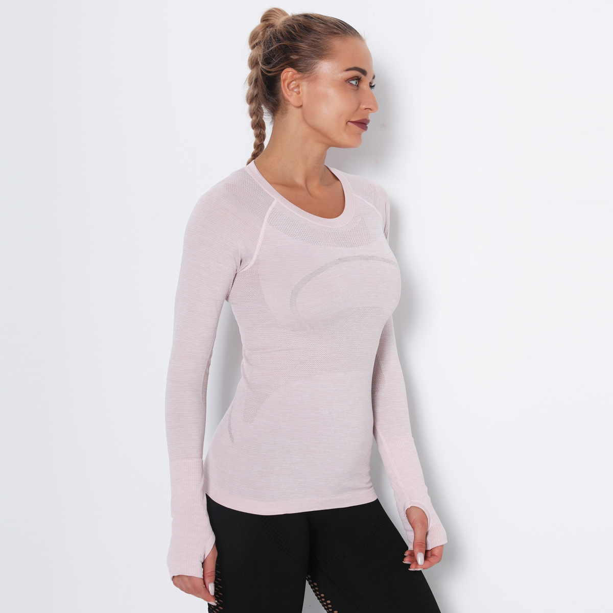 Long Sleeve Quick-drying Round Neck Yoga T-shirt  NSNS11047