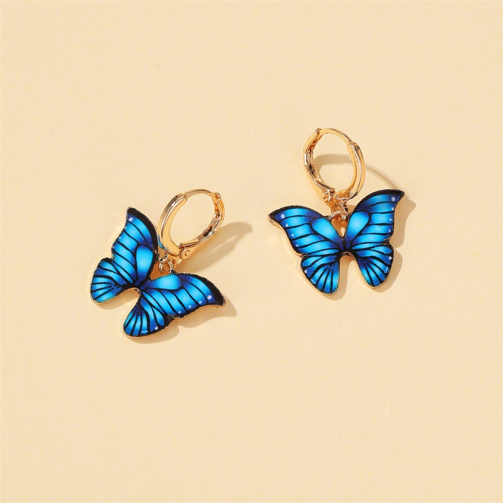 New Earrings Creative Street Shooting Color Butterfly Earrings Ladies Dream Butterfly Earrings Wholesale Nihaojewelry display picture 7