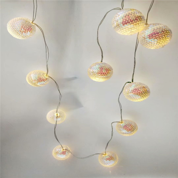 LED七彩鱼鳞片球l灯串 鳞片球串灯亮片球彩灯圣诞节装饰灯