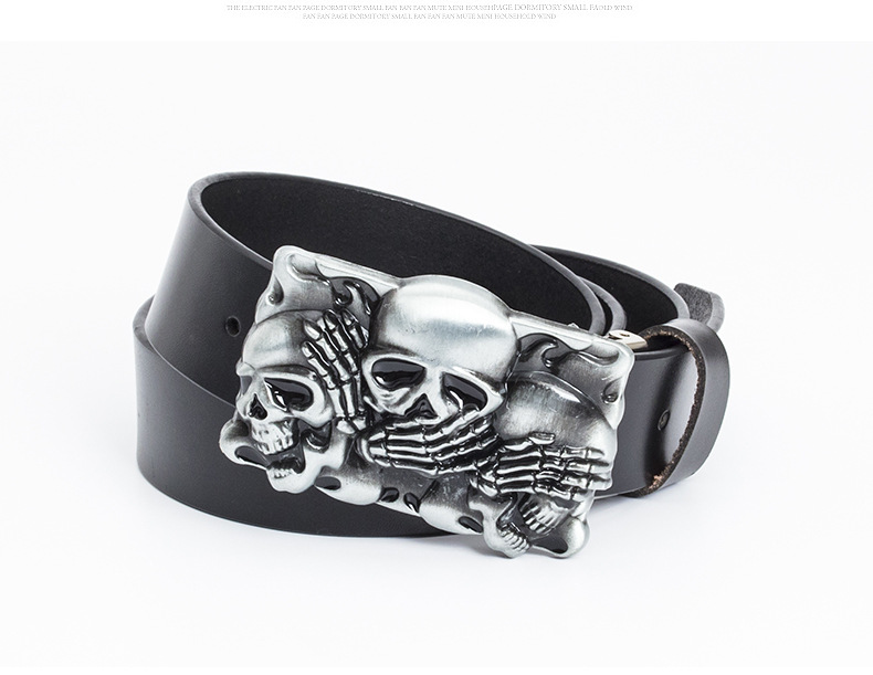 New Hot Selling Cowhide Belt Casual and Fashion Korean Version Belt Punk Skull Head Personalized Men's Trend Customized Belt for Men_voghion.com