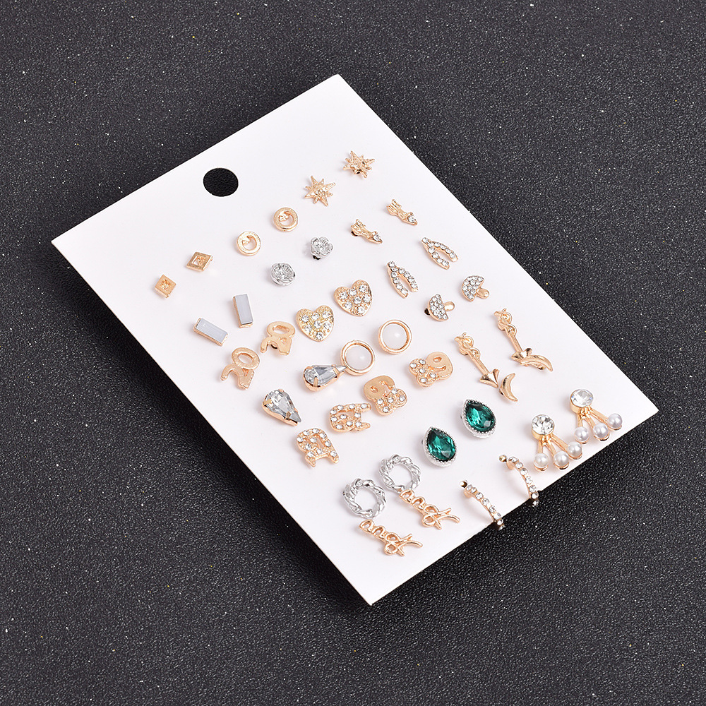 Alloy Rhinestone 21 Pairs Earrings Set display picture 3