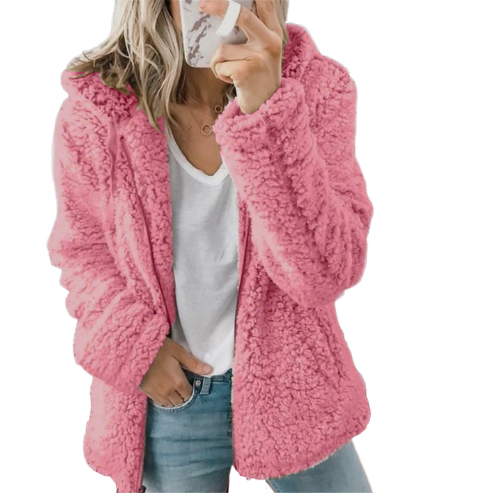 2022 European And American Cross-border Foreign Trade Autumn And Winter New Women's Casual Hooded Woolen Jacket