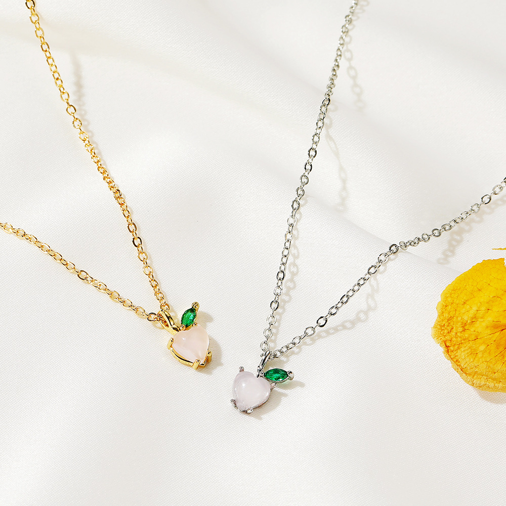 Womenu0027S Cute Peach Copper Opal Necklace Inlay