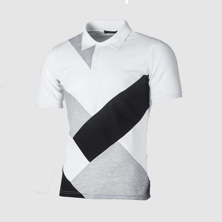 Polo da uomo a maniche corte con patchwork stile estivo_voghion.com