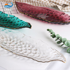 海晶玉 創意ins不規則豌豆金邊玻璃盤北歐風家用水果甜品壽司托盤