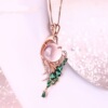 Fashionable Phoenix, crystal, organic pendant, golden chain, accessory, new collection, 18 carat, pink gold